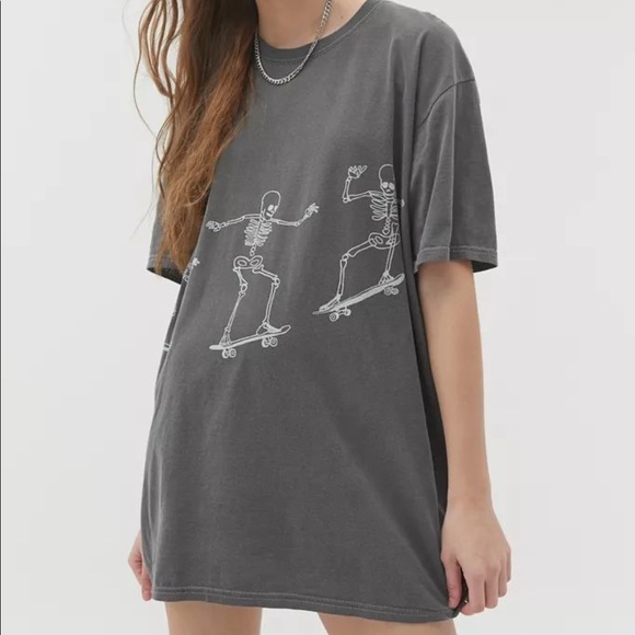 Urban Outfitters Tops - UO Project Social T Skateboard Skeleton Tee Gray